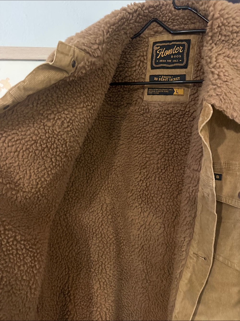 Howler Brothers Tan Corduroy Sherpa-Lined Shirt Jacket - Picture 2 of 3